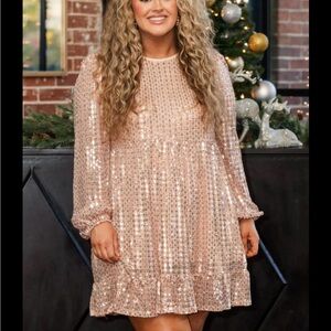 Glamorous Long Sleeve Sequin Dress